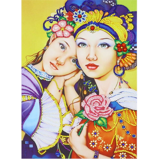Taladro pintura de diamantes (DE9198) chicas de minorías étnicas 5D pieza de bricolaje artesanía de diamantes de imitación 30x40cm Hugtrwg Para estrenar