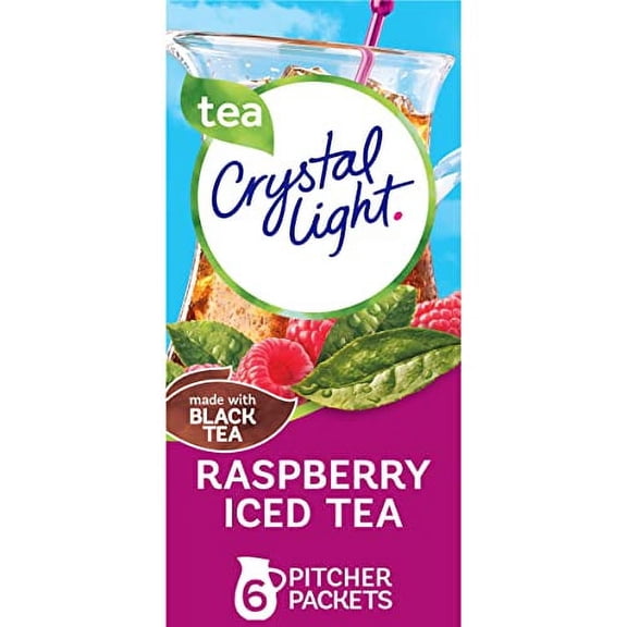 Crystal Light Sugar-Free Raspberry Iced Tea Naturally Flavored Powdered Drink Mix 6 Count Pitcher Packets