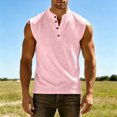 thumbnail image 6 of Muscle Tank Tops for Men Casual Sleeveless Workout Gym Muscle Henley Shirt Slim Fit Basic Summer Beach Tops Pink XL, 6 of 8
