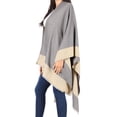 thumbnail image 5 of Sakkas Nila Women's Reversible Open Front Large Poncho Shawl Wrap Scarf Cape Ruana - Cream - One Size, 5 of 7