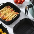 thumbnail image 6 of Hzsb Silicone Air Fryer Basket Tray Square Reusable Silicone Pot 7QT Air Fryer BPA-Free Steamer Oven Liner, 6 of 7
