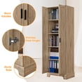 thumbnail image 3 of 71.2'' Tall Bathroom Storage Cabinet, Freestanding Narrow Cabinet with Adjustable Shelf and Two Doors, Floor Kitchen Pantry for Kitchen, Bathroom, 3 of 8