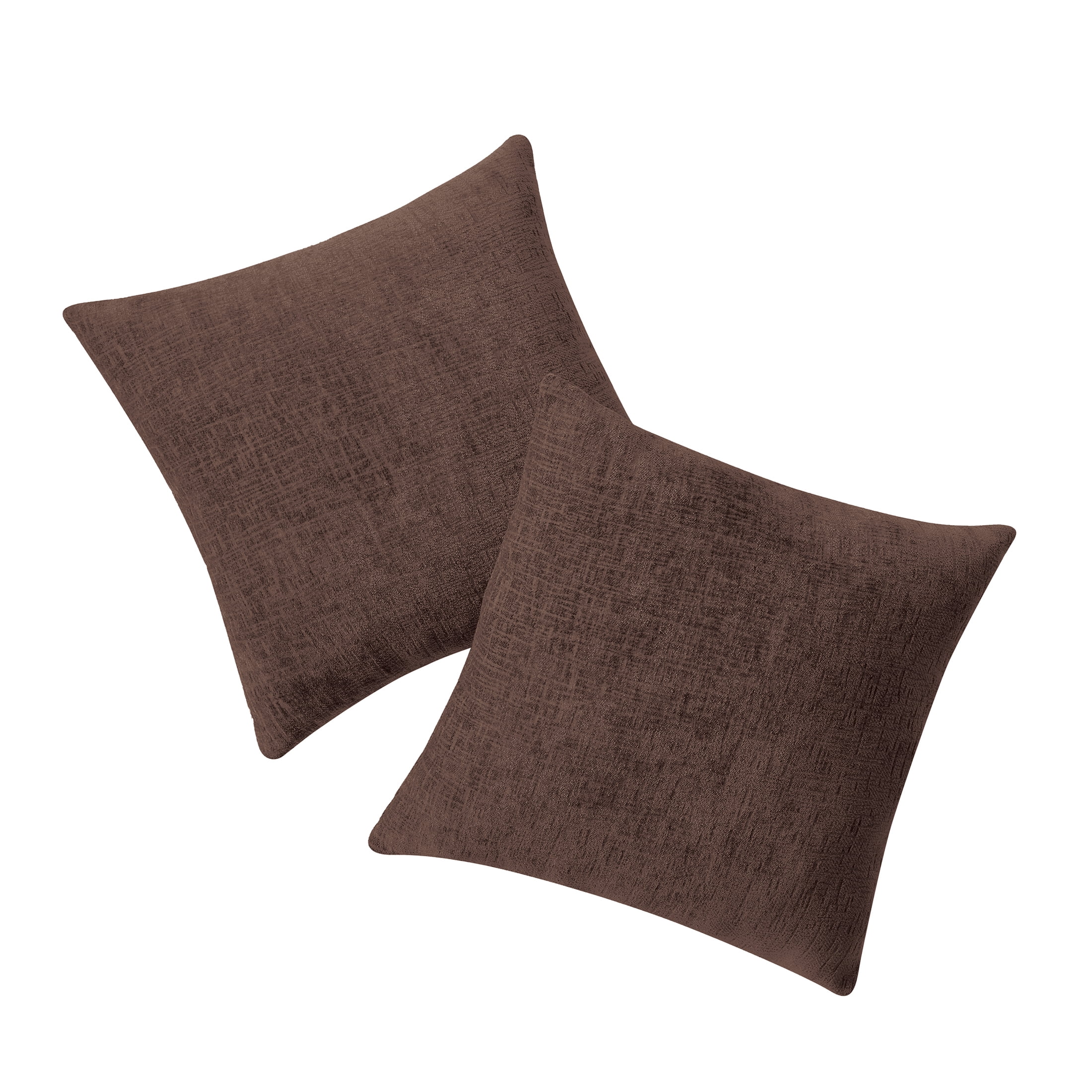 Brown Solid Chenille Decorative Pillow Set, Mainstays, 18" x 18", 2 Pieces