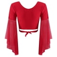 thumbnail image 7 of ZALDITA Women's 3/4 Tulle Flared Sleeve Wrap Tie Top Blouse Belly Dance Bolero Shrugs Cardigan Red One Size, 7 of 7