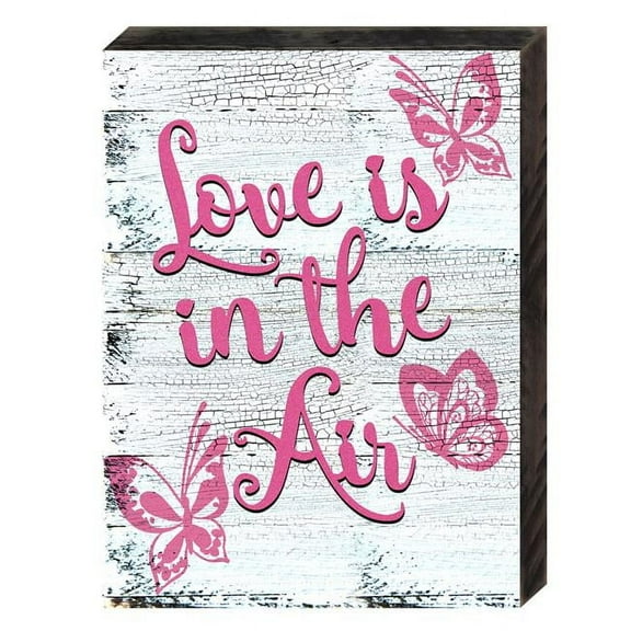 Designocracy 98732-12 Love & Relations Valentines Love is in the Air Quote Vintage Textual Art on Board Wall Decor