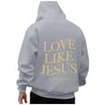 thumbnail image 2 of Love Jesus Hoodies for Men Christian Bible Verse Pullover Sweatshirt Casual Loose Grey XXXL, 2 of 4