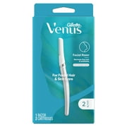 Venus Female Facial Razor for Women, Exfoliating Dermaplaning Tool for Face, Manual Razor, Handle + 2 Razor Blade Refills, Silver