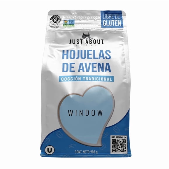Hojuelas de avena Just About Foods sin gluten cocción tradicional 908 g