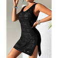 thumbnail image 5 of Womens Swimwear Cover Ups 2025 Summer Crochet Hollow Out Knit Bathing Suit Beach Dresses Black S, 5 of 7