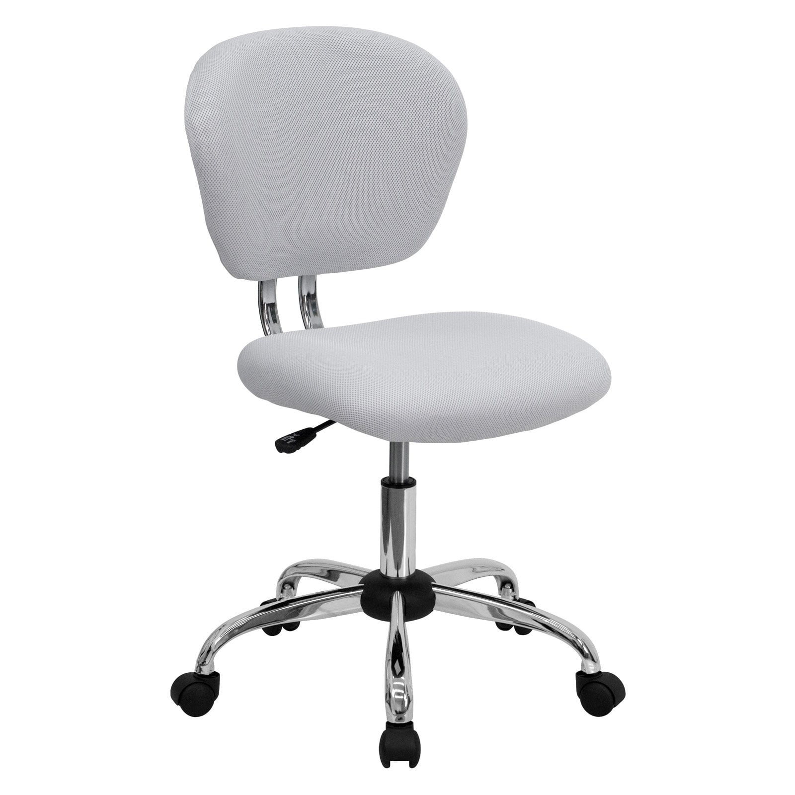 Office Desk Chair White Mesh Upholstered Chrome Base Wheels