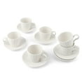 thumbnail image 2 of 100ml White Striped Ceramic Coffee Cup & Saucer Set (6 Cups + 6 Saucers) - Premium Packaging, 2 of 8