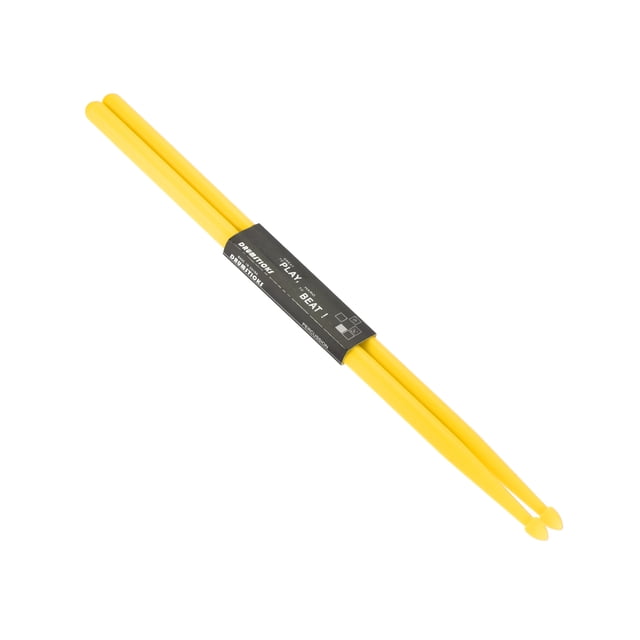 Baquetas de nylon 7A con mango de plástico antideslizante para adultos, para baterías electrónicas, color amarillo, 16"