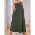 thumbnail image 3 of Women'S Casual Mid Long Skirts Stretchy Ultra-Soft Flowy Maxi Formal Skirts High Waist Lounge Skirts  Green XL, 3 of 5