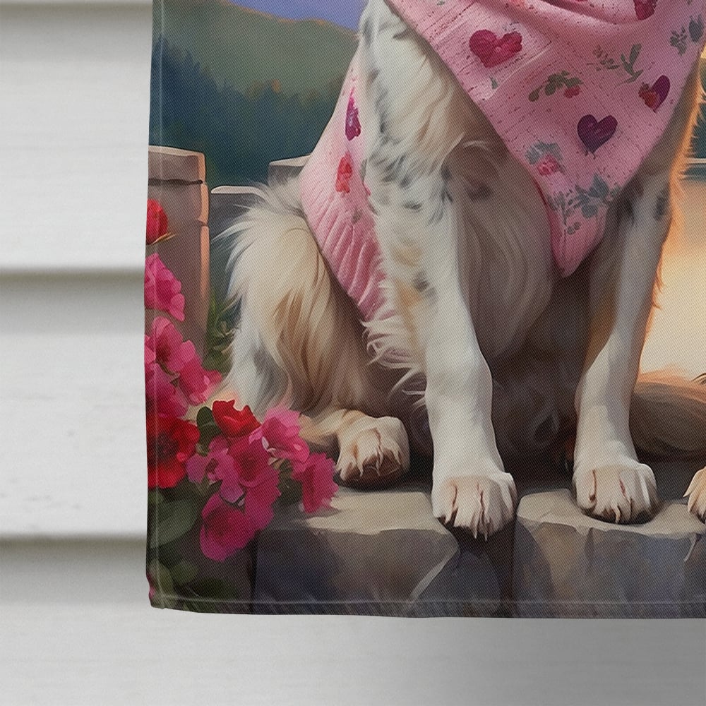 Australian Shepherd Two Hearts House Flag 28 in x 40 in