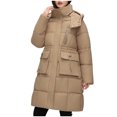thumbnail image 2 of YUNAFFT Warm Detachable Hood Slim Long Coat for Women - Soft Cotton Casual Outwear with Pockets, 2 of 6