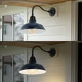 thumbnail image 6 of JONATHAN Y Aurora 12.25" 1-Light Farmhouse Industrial Indoor/Outdoor Iron LED Gooseneck Arm Outdoor Sconce, Navy, 6 of 7