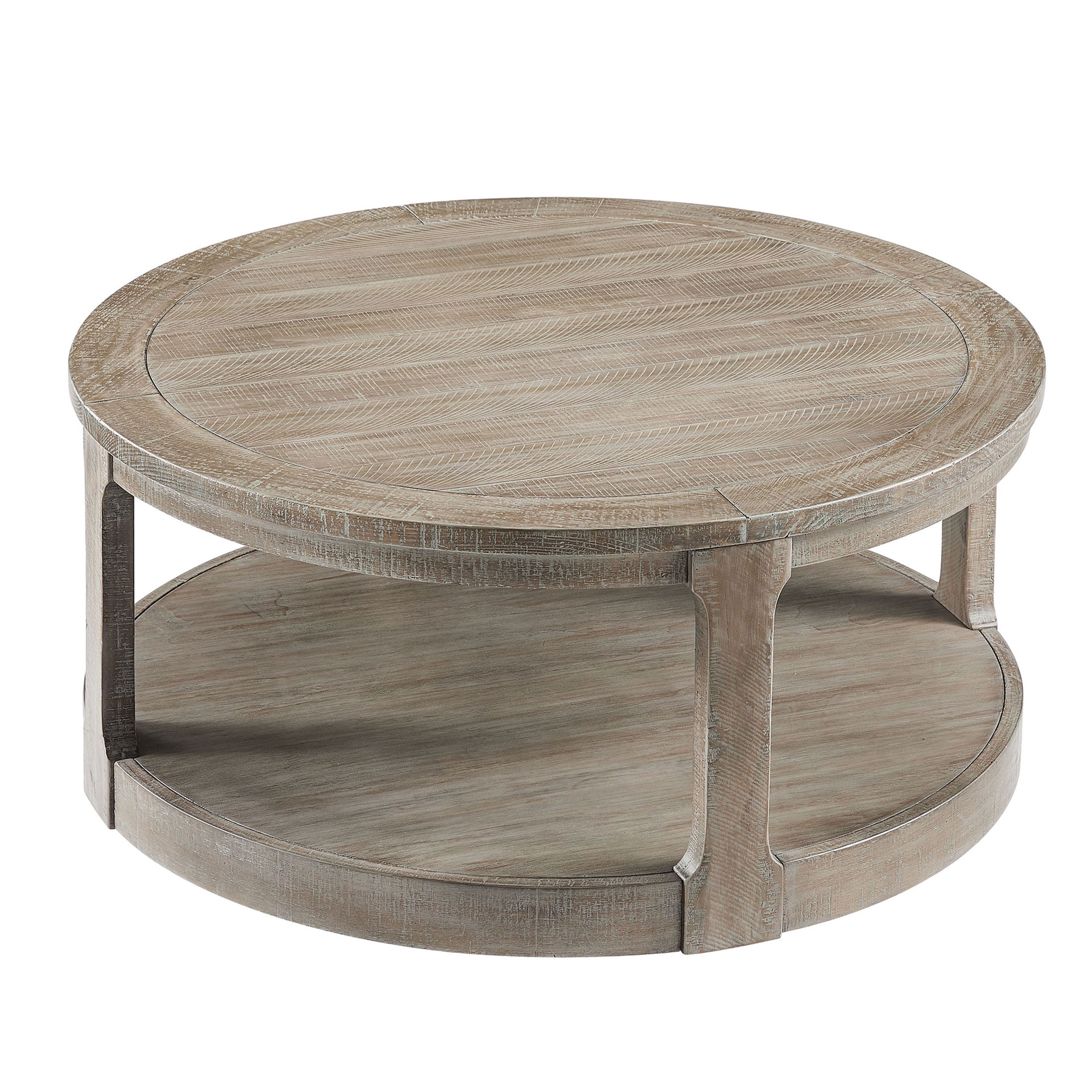Kevinplus 2 Tier Coffee Table,Traditional Round Circle Wooden Table with Wheels for Living Room, Office, Apartment, Light Brown