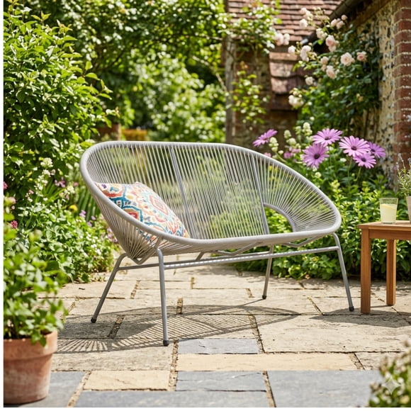 Plata Decor Import Inc – Canapé deux places Acapulco de couleur grise pour patio, balcon, salon, terrasse et espaces de détente