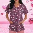 thumbnail image 5 of Valentine Day Scrub Tops for Women Love Heart Print Short Sleeve Cute Plus Size Workwear Nursing V Neck Medical Scrubs with Pockets Light Purple XL, 5 of 5