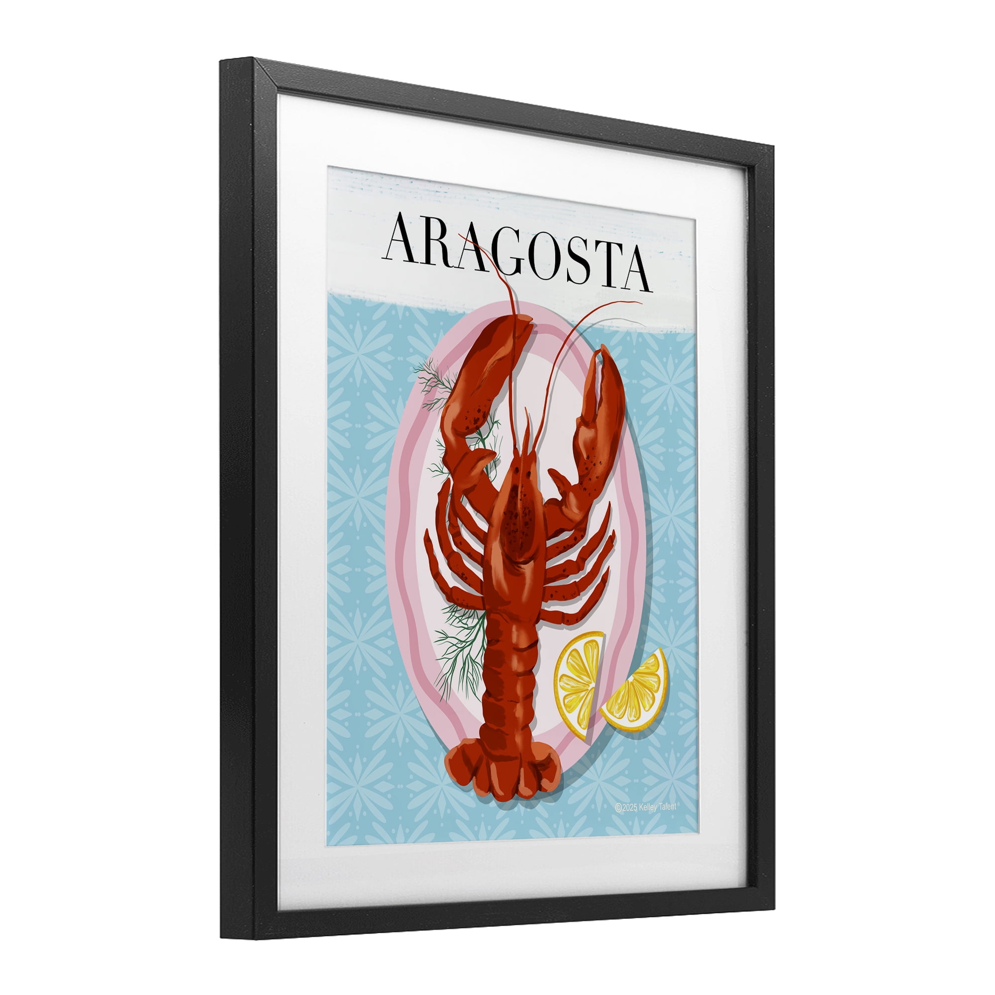 Stupell Industries Aragosta Lobster Dish Black Framed Print Under Glass, design by Kelley Talent