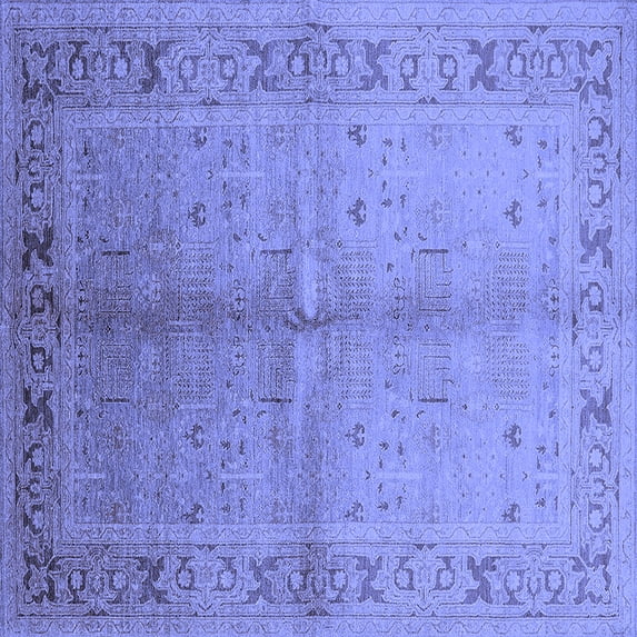 Ahgly Company Indoor Square Oriental Blue Traditional Area Rugs, 4' Square