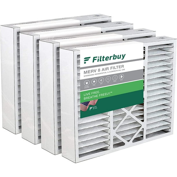 Filterbuy 20x25x5 MERV 8 Pleated HVAC AC Furnace Air Filters for