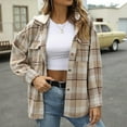 thumbnail image 2 of Uhndy 2022 Jackets for Women, Fashion Women Casual Buttons Plaid Printed Long Sleeve Hooded Jacket Outerwear Winter Coats Christmas Gifts for Women, 2 of 6