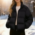 thumbnail image 2 of FYDUU Women's Winter Coats Warm Short Puffy Coat Lightweight Thermal Insulated Jacket With Stand Collar Quilted Jackets Casual Outerwear Trendy Streetwear, 2 of 8