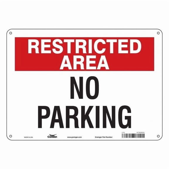 Condor Restricted Area No Parking Sign,10"x14, 478D20 478D20