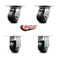 thumbnail image 2 of 4 Inch Rubber on Aluminum Caster Set with Ball Bearings 2 Swivel 2 Rigid SCC, 2 of 2