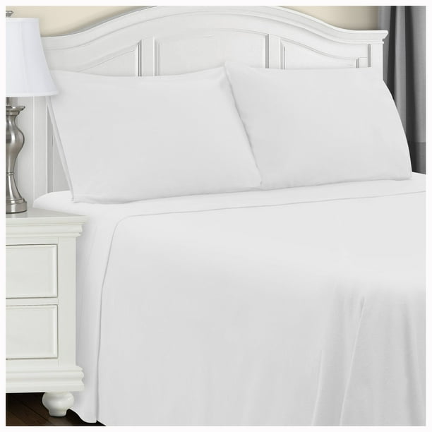 Flannel 100 Cotton AllSeason Deep Pocket Solid Sheet Set White / Cal