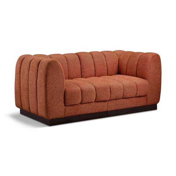 Meridian Furniture Quinn 2-Piece Fabric Modular Sofa in Cognac Orange