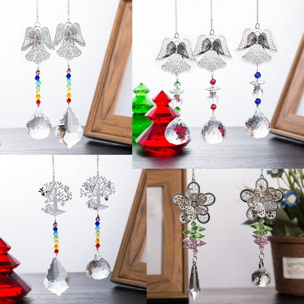 Manualidades de jardinería Colgante de ángel de metal Bola de iluminación Colgante Árbol de Navidad Accesorios de animales de dibujos animados Colgante de cristal