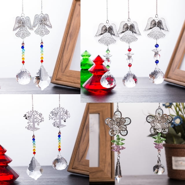 Manualidades de jardinería Colgante de ángel de metal Bola de iluminación Colgante Árbol de Navidad Accesorios de animales de dibujos animados Colgante de cristal
