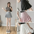 thumbnail image 3 of Maoww Jupe Plissée Mini Taille Haute Uniforme de Fille d'École avec Shorts, Blanc, TG, 3 of 9