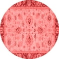 thumbnail image 1 of Ahgly Company Machine Washable Indoor Round Oriental Red Traditional Area Rugs, 4' Round, 1 of 4