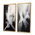 thumbnail image 3 of Designart "Ascending Stairways Minimal Black and White" Abstract Painting Framed Wall Art Set Of 2 - Modern Black Frame Gallery Set For Office Decor, 3 of 6