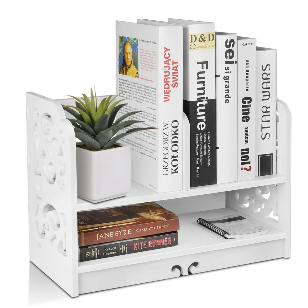 Freestanding Desktop Book Shelf Bookcase Display Stand Natural Style