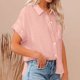 thumbnail image 4 of Parte Superior De La Moda Blusas básicas de algodón Ropa diaria de manga corta para mujer de corte holgado (Rosa XL) Cgtredaw para Mujer Rosa T M, 4 of 6