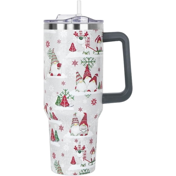 Christmas Gifts 40 oz Tumbler with Handle and Straw Lid,Cute Gifts for Women Winter Gnome Vacuum Insulated Leak Proof Tumbler,Holiday Accessories Stainless Steel Coffee Cup Mug