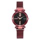 thumbnail image 1 of Reloj de pulsera de cuarzo con correa de malla y esfera redonda con destello de estrella colorida para hombres con estilo (rojo), 1 of 5