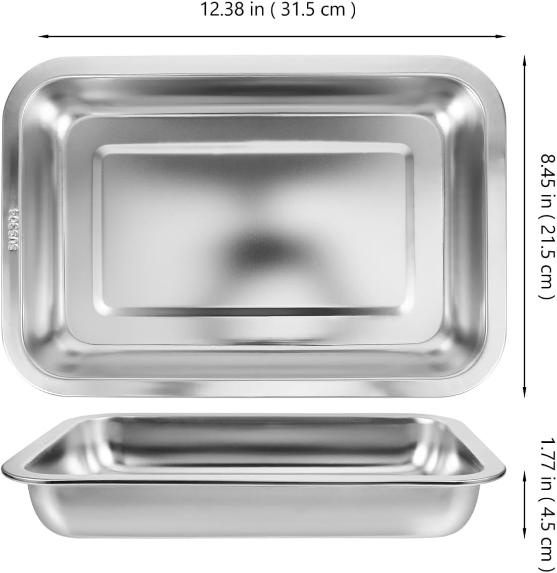 ABCISI Stainless Steel Cat Litter Box- Low Entry Litter Box for Small Cats Hamster Rabbits, Small Open Nonstick Metal Kitten Litter Tray, 31.50X21.50X4.50CM, Silver