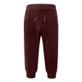 thumbnail image 2 of Huresd Men's Cotton Casual Shorts 3/4 Jogger Capri Pants Breathable Below Knee Short Pants with Three Pockets Wine M, 2 of 4