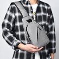 thumbnail image 4 of Hukapapa Bolso de pecho informal bolso cruzado de tendencia callejera bolso de hombro de tela Oxford para hombre gris, 4 of 5