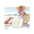thumbnail image 7 of Gocvo Large PVC Tote Bag for Women, Fashion PVC Bag for Women, Kraft Paper Tote Handbags for Beach Work College, Beige, 7 of 7