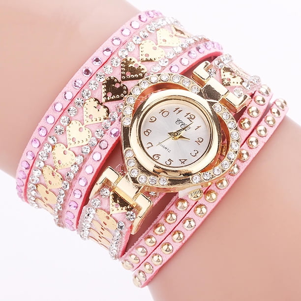Decoraciones para fiestas, adornos para fiestas, accesorios para fiestas Pulsera con diamantes y reloj con bucle para mujer Mira la pulsera