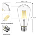 thumbnail image 2 of Strak Dimmable Vintage Edison LED Bulbs, 6.5W, Equivalent 60W, Bright Daylight White 5000K, ST64 Antique LED Filament Bulbs, E26 Medium Base, Clear Glass, Pack of 4, 2 of 8