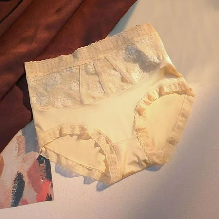 High Waisted Underwear Women Women s Breathable Mid-Waisted Underwear Brief  Comfortable Lace Panties  Brief Underwear Panty Underwear Women Pack Thong Yellow M