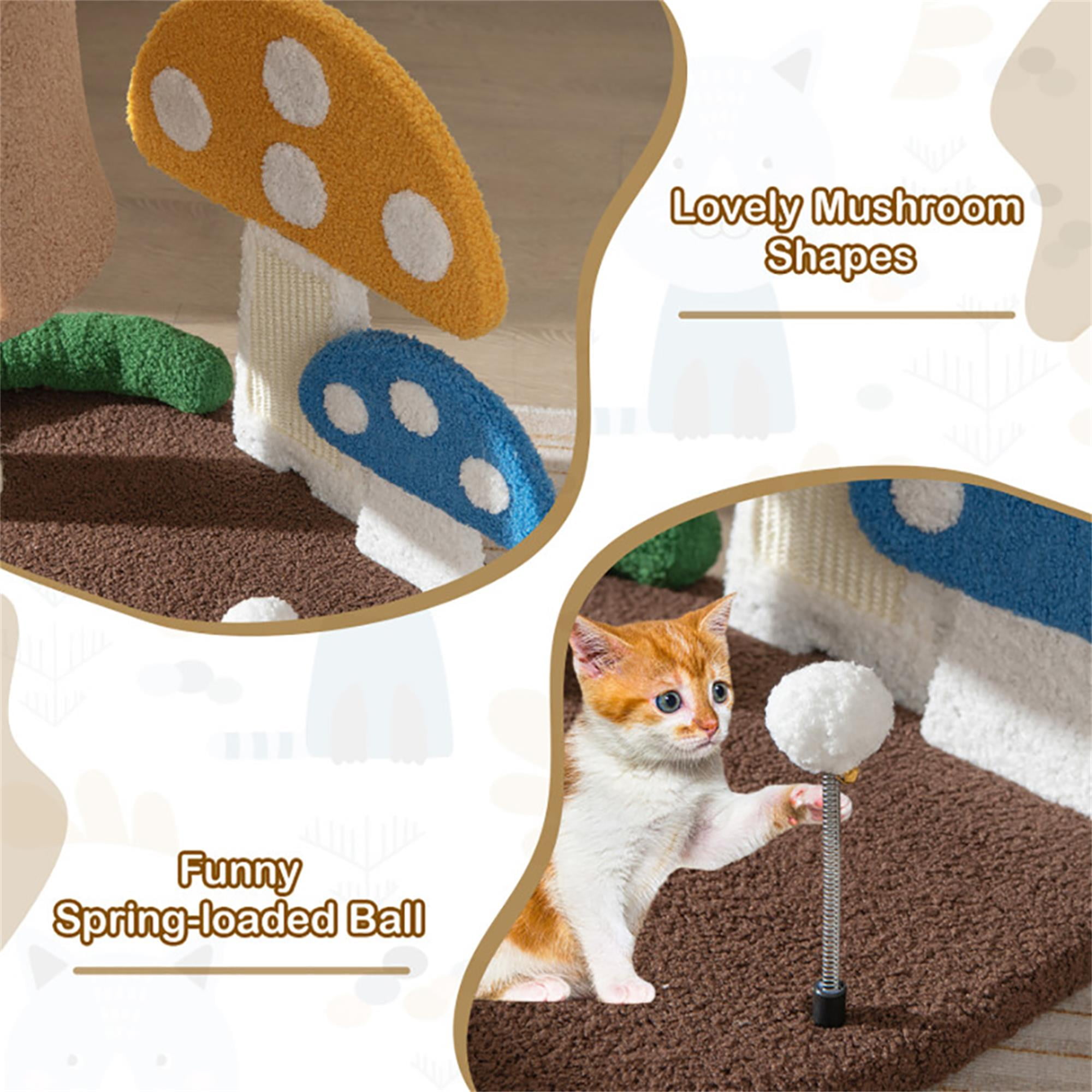 Kadyn 23" Cat Tree House, Small Cat Condo with Sisal Scratching Post, Mushroom Cat Tower, Multicolor