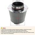 thumbnail image 2 of YISITIAN Filtre d'Admission d'Air Froid 3 Pouces 76mm, Filtre d'Air à Pince Haute Performance, Lavable Réutilisable & Universel Filtre d'Air Rond Effilé de Remplacement, Argent CJ919-104196, 2 of 6